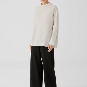 Eileen Fisher Cream Women's Cashmere Silk Turtleneck Sweater Size L